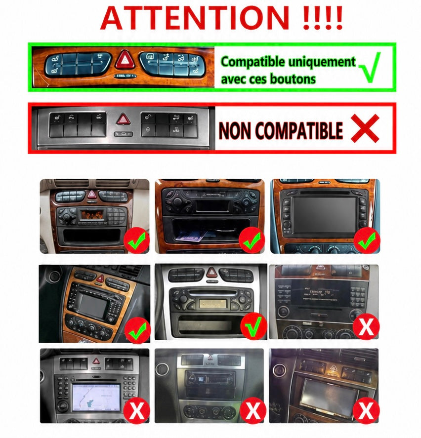 CarPlay / Écran Android Mercedes-Benz Classe C W203 (2000-2005)