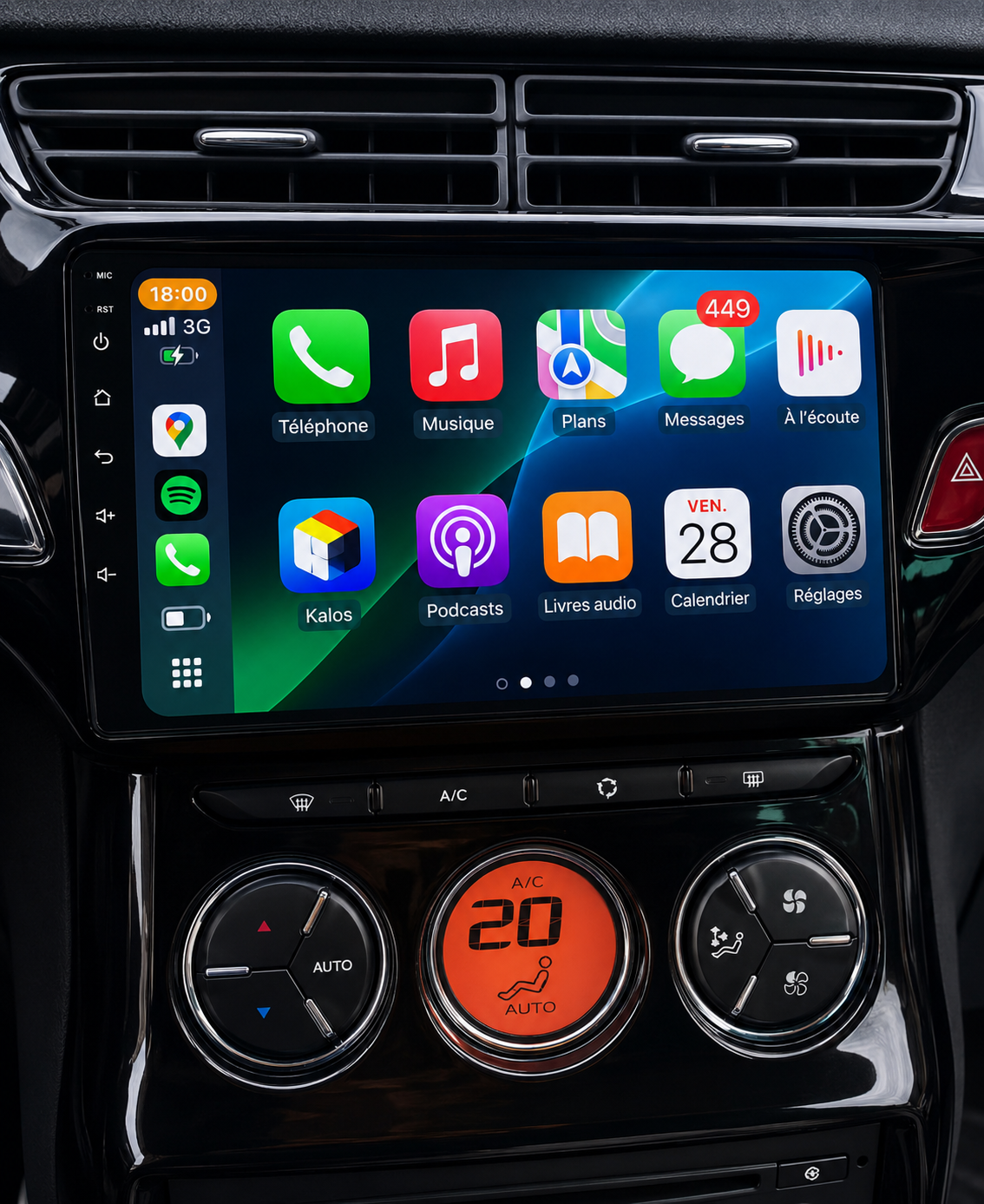 Écran CarPlay/Android Citroën C3 / DS3 (2010-2016) — Écran HD tactile sans fil