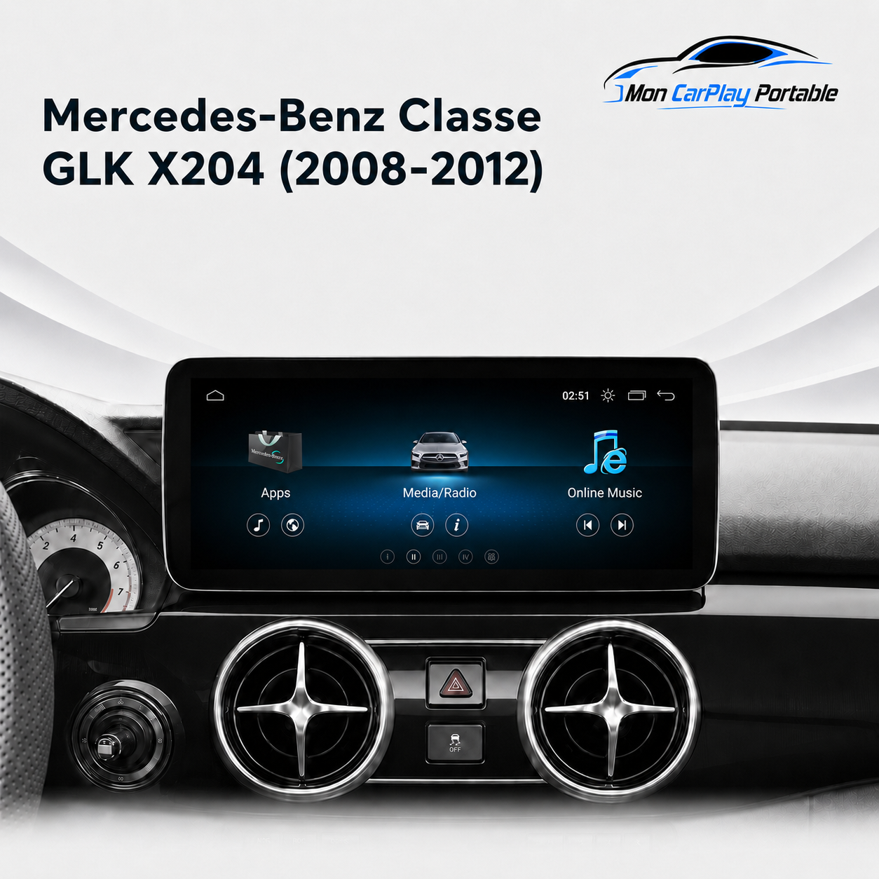CarPlay/ Ecran Android & IOS compatible Mercedes-Benz Classe GLK X204 (2008-2012)
