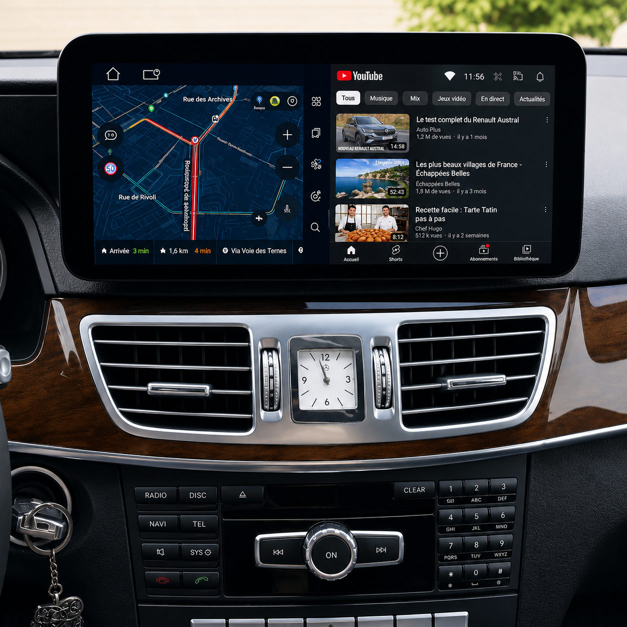 Écran CarPlay/Android Mercedes Classe E W212 (2009-2016) — Écran HD tactile sans fil