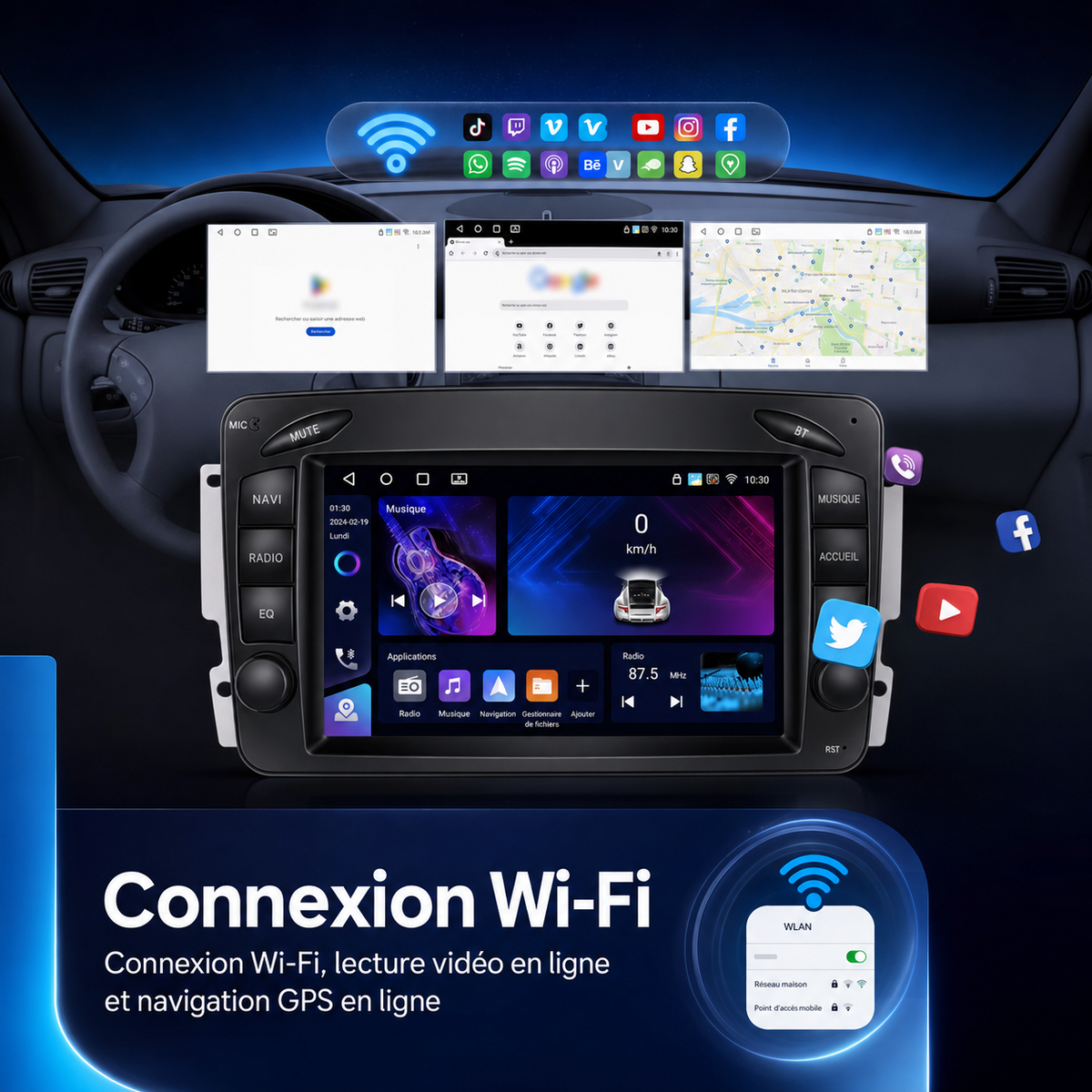 CarPlay / Écran Android Mercedes-Benz Classe C W203 (2000-2005)